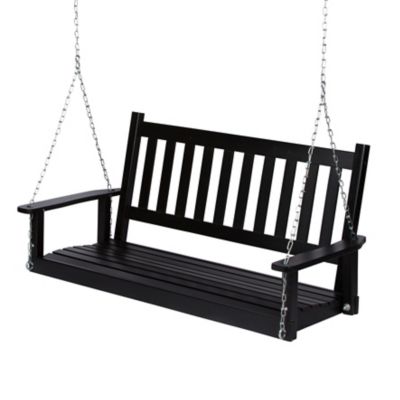 Image showing  4.5 ft. Outdoor Wooden Patio Porch Swing with Chains and Bench