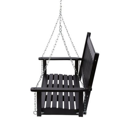Image showing  4.5 ft. Outdoor Wooden Patio Porch Swing with Chains and Bench