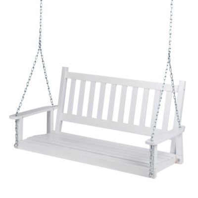 Image showing  4.5 ft. Outdoor Wooden Patio Porch Swing with Chains and Bench