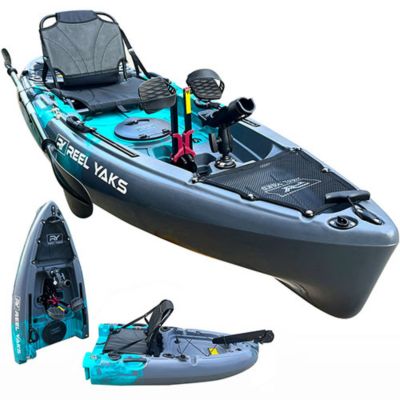 Reel Yaks 9.5ft Modular Pedal Fin Drive Fishing Kayak Lightweight 400lbs Capacity Easy to Store & carry, No roof or wall racks