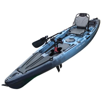 Reel Yaks 12ft Pedal Fin Drive Powered Fishing Kayak Sit-on-Top or Stand-Capable 550lbs Capacity Ideal for Ocean, Lake or River