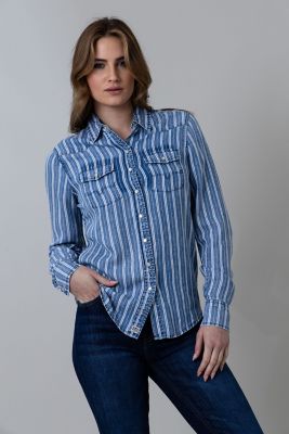 Kimes Ranch Women's KC Tencel Multi Stripe Button Up Long Sleeve Shirt
