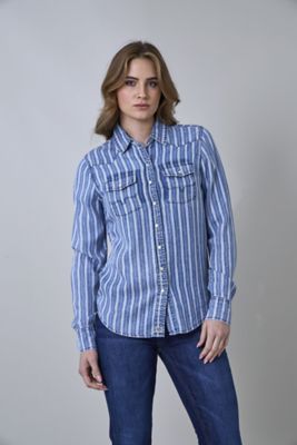 Kimes Ranch Women's KC Tencel Multi Stripe Button Up Long Sleeve Shirt