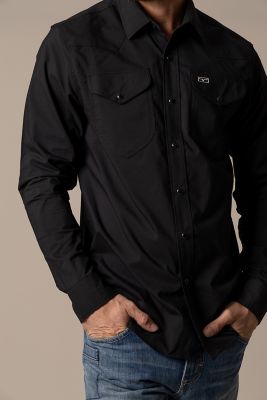 Image showing  Men's Blackout Pearl Snap Botton Up Long Sleeve Shirt