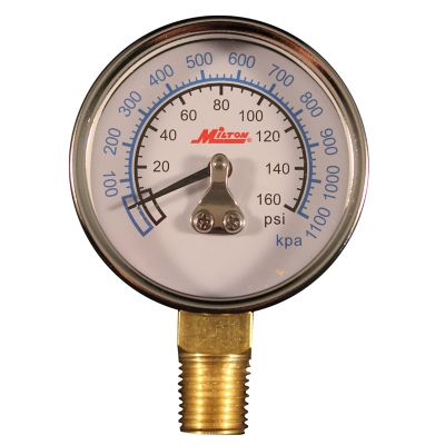 Milton High Pressure Dial Gauge 1/4 in. NPT, 2 in. Face Size - Bottom Mount Pressure Gauge, 160 PSI