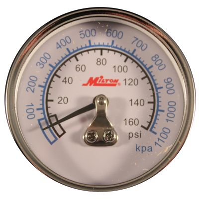 Image showing  High Pressure Dial Gauge 1/4 in. NPT, 2 in. Face Size - Bottom Mount Pressure Gauge, 160 PSI