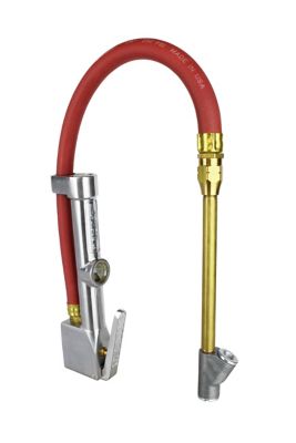 Image showing  Str Ft Dual Head Chuck Tire Inflator Gauge with Air Hose, PSI 10-160, Swivel Lock-On Chuck, 15 in. Hose