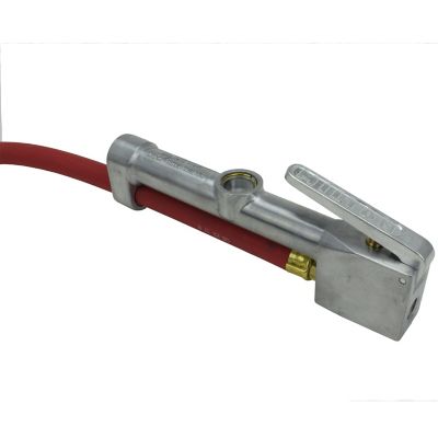 Image showing  Str Ft Dual Head Chuck Tire Inflator Gauge with Air Hose, PSI 10-160, Swivel Lock-On Chuck, 15 in. Hose