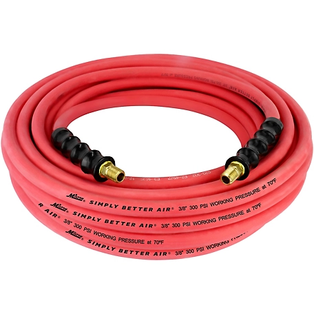 Milton ULR Ultra Lightweight Rubber Hose, 3/8 in. ID x 50 ft., 1/4 in. MNPT, Durable Air Hose for Extreme Environments