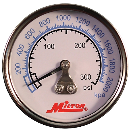 Milton High Pressure Gage 1/4 in. NPT, 0-300 PSI - Center Mount