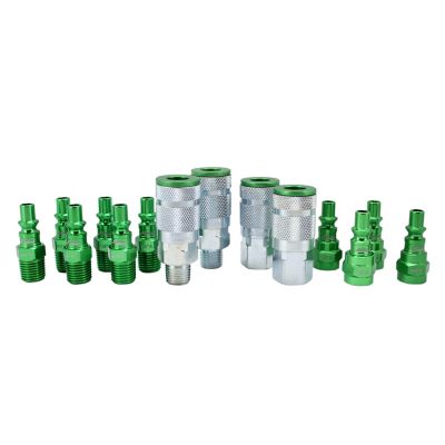 Milton Colorfit Quick Connect Air Coupler and Plug Kit, A-style Green, 1/4 in. NPT Air Tool Fitting - 14 Piece
