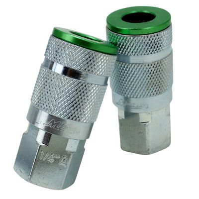 Image showing  Colorfit Quick Connect Air Coupler and Plug Kit, A-style Green, 1/4 in. NPT Air Tool Fitting - 14 Piece