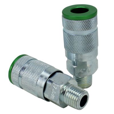 Image showing  Colorfit Quick Connect Air Coupler and Plug Kit, A-style Green, 1/4 in. NPT Air Tool Fitting - 14 Piece