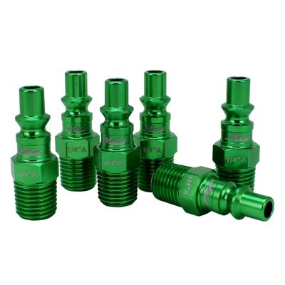Image showing 5 th Milton Colorfit Quick Connect Air Coupler and Plug Kit, A-style Green, 1/4 in. NPT Air Tool Fitting - 14 Piece