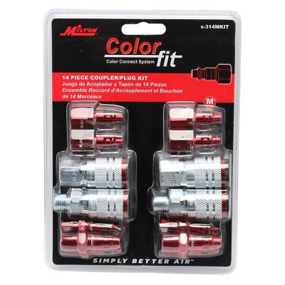 Image showing 5 th Milton ColorFit Air Coupler Plug Kit, M-StyleE Air Tool Fittings 1/4 in. NPT (14 Piece)