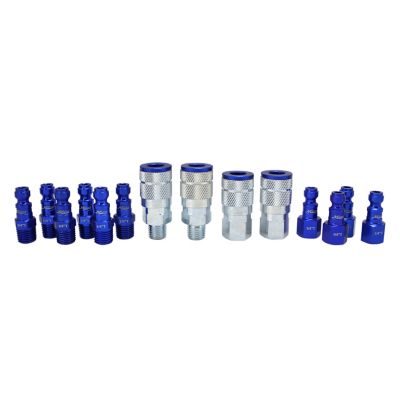 Milton ColorFit Air Coupler & Plug Kit - (T-Style, Blue) - 1/4 in. NPT, (14 pc.)