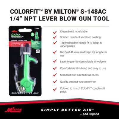 Image showing  ColorFit 1/4 in. NPT Lever Blow Gun Tool - Rubber Tip Nozzle, Green