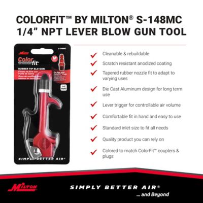 Image showing  ColorFit 1/4 in. NPT Lever Blow Gun Tool - Rubber Tip Nozzle, Red