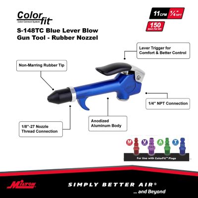 Image showing  ColorFit 1/4 in. NPT Lever Blow Gun Tool - Rubber Tip Nozzle, Blue