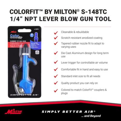 Image showing  ColorFit 1/4 in. NPT Lever Blow Gun Tool - Rubber Tip Nozzle, Blue