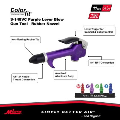 Image showing  ColorFit 1/4 in. NPT Lever Blow Gun Tool - Rubber Tip Nozzle, Purple