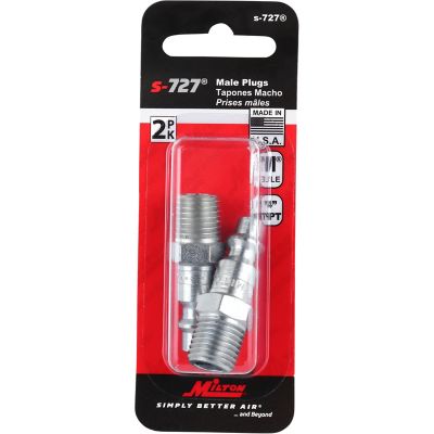 Image showing 6 th Milton Industrial Air Plug, M-STYLE, 1/4 in. MNPT, Air Compressor Fitting, Air Hose Quick Connect Fitting