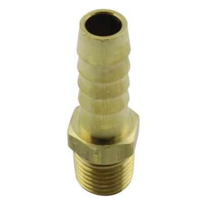 Image showing  Air Hose Fitting, 1/4 in. MNPT 3/8 in. ID Hose Barb End Fitting, Straight Brass Barbed Air Hose Repair Connector