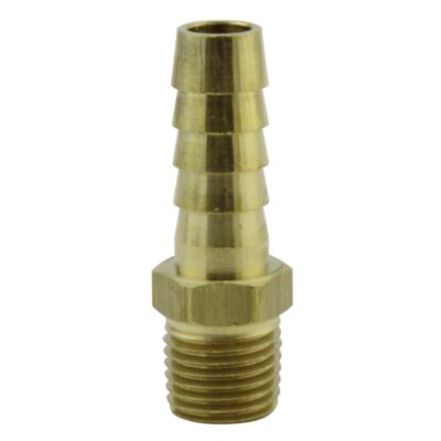 Image showing  Air Hose Fitting, 1/4 in. MNPT 3/8 in. ID Hose Barb End Fitting, Straight Brass Barbed Air Hose Repair Connector