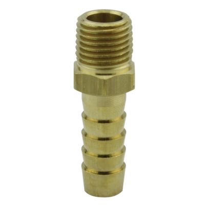 Image showing  Air Hose Fitting, 1/4 in. MNPT 3/8 in. ID Hose Barb End Fitting, Straight Brass Barbed Air Hose Repair Connector