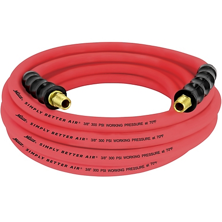 Milton ULR Ultra Lightweight Rubber Hose, 3/8 in. ID x 25 ft. 1/4 in. MNPT, Durable Air Hose for Extreme Environments