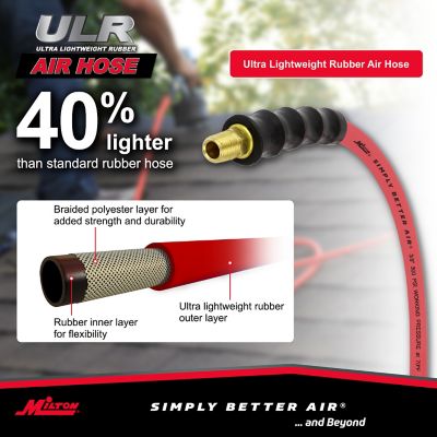 Image showing  ULR Ultra Lightweight Rubber Hose, 3/8 in. ID x 25 ft. 1/4 in. MNPT, Durable Air Hose for Extreme Environments