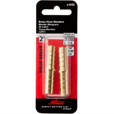 Image showing  Air Hose Mender Fitting, 3/8 in. ID Hose Barb End Fitting, Straight Brass Barbed Air Hose Repair Connector