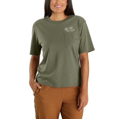 Carhartt Women's TENCEL Loose Fit Lightweight Flower Short-Sleeve Pocket T-Shirt