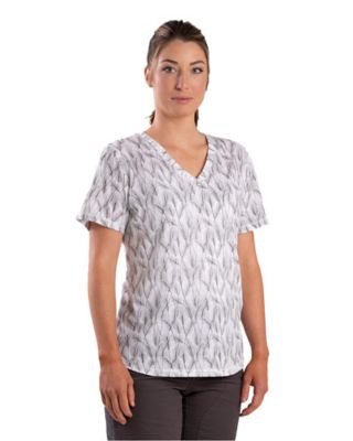 Berne Womens Short-Sleeve Performance Print V-Neck T-Shirt