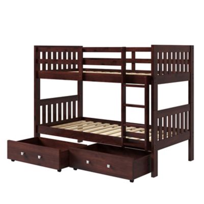 Donco Kids Austin Mission Twin Over Twin Cappuccino Bunkbed with Dual Underbed Drawers