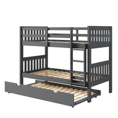 Donco Kids Austin Mission Twin Over Twin Dark Grey Bunkbed with Twin Trundle