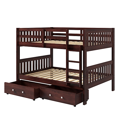 Donco Kids Austin Mission Full Over Full Cappuccino Bunkbed with Dual Underbed Drawers