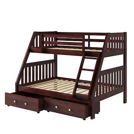 Donco Kids Austin Mission Twin Over Full Cappuccino Bunkbed with Dual Underbed Drawers