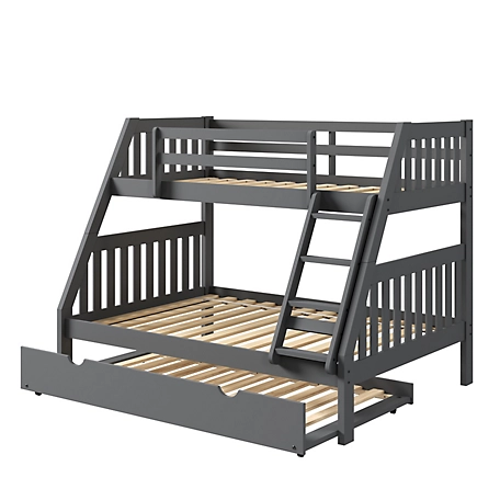 Donco Kids Austin Mission Twin Over Full Dark Grey Bunkbed with Twin Trundle