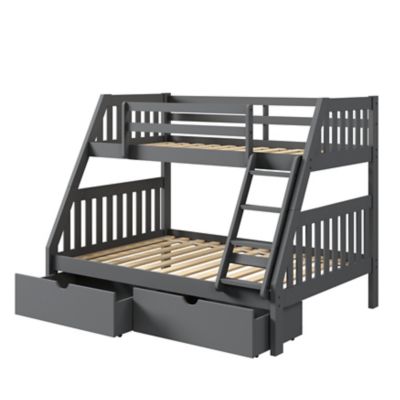 Donco Kids Austin Mission Twin Over Full Dark Grey Bunkbed with Dual Underbed Drawers