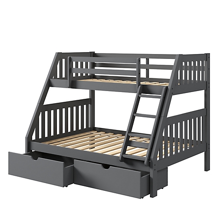 Donco Kids Austin Mission Twin Over Full Dark Grey Bunkbed with Dual Underbed Drawers