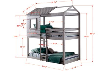 Image showing  Deer Blind Twin Over Twin Rustic Grey House Bunkbed