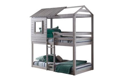 Image showing  Deer Blind Twin Over Twin Rustic Grey House Bunkbed