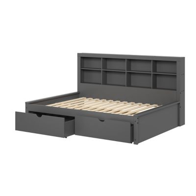 Donco Kids Bookcase Full Dark Grey Daybed with Dual Underbed Drawers