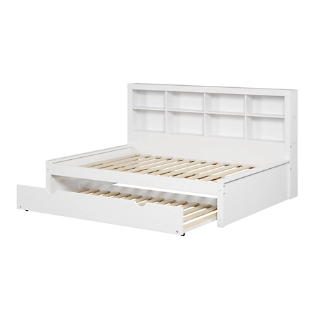 Donco Kids Bookcase Full White Daybed with Twin Trundle