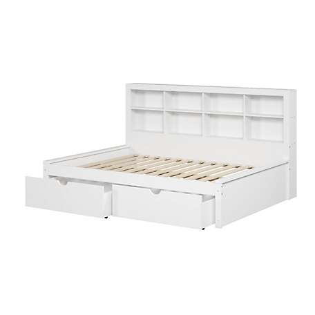 Donco Kids Bookcase Full White Daybed with Dual Underbed Drawers