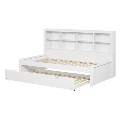Donco Kids Bookcase Twin White Daybed with Twin Trundle