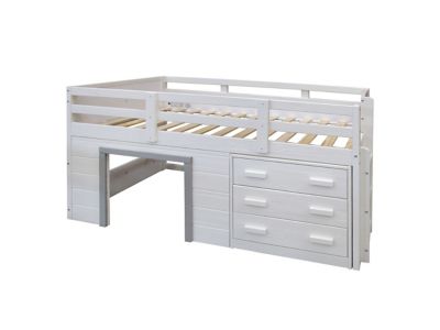 Donco Kids Sweet Dreams Twin Rustic White Low Loft with 3 Drawer Chest