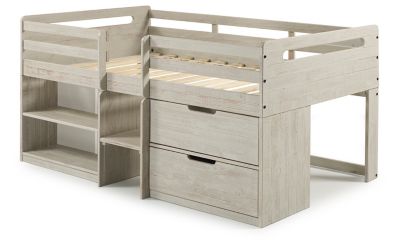 Donco Kids Handles Twin Light Grey Rustic Low Loft Bed
