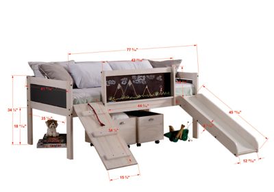 Image showing  Art & Play Novelty Twin White Wash Junior Low Loft with Toy Boxes